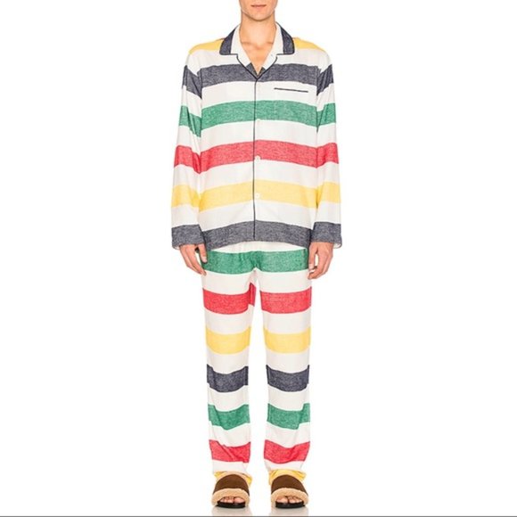 Hudsons Bay Flannel Striped Pajamas Set small - Picture 1 of 3